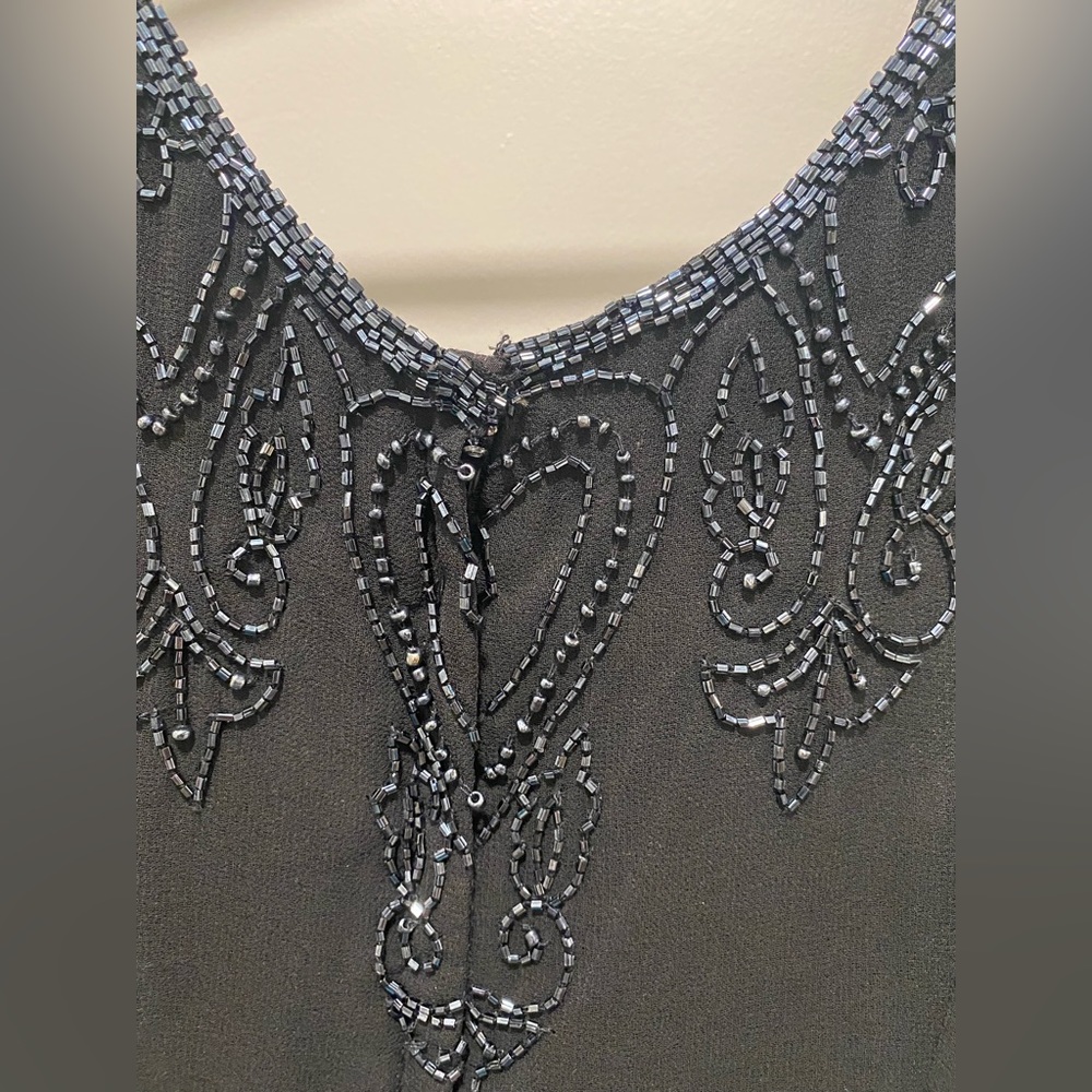 VTG JKARA New York Beaded Black Mid-Length Sleeveless Dress - Size 6 - Picture 17 of 17